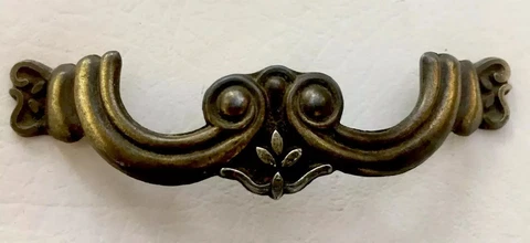 Brass antique hardware drawer pull Handle art deco MCM 3 3/8”Centers Cover