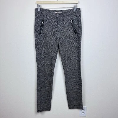 Rebecca Taylor Pants Womens Six Wool Blend Lambs Leather Mottled Tweed Office - Image 1 of 4