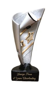 CHEERLEADING MEGAPHONE 7" RESIN AWARD TROPHY FREE ENGRAVING FAST SHIPPING - Picture 1 of 1