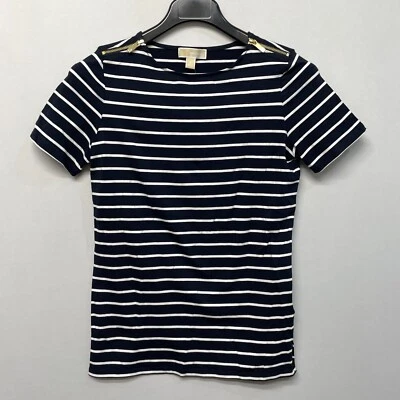 NUEVO CON ETIQUETAS Camiseta Michael Kors Mujer Manga Corta Top Talla Pequeña Rayas M281-19 Foto 1 de 4