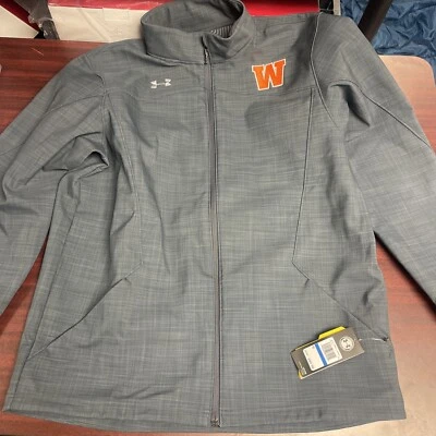 Mens Under Armour Barrage Softshell Jacket Grey 1300127 NWT $100 XL Wisconsin - Image 1 of 4