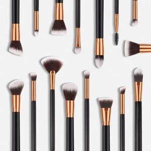 Glamza 16 Pieces Professional Kabuki Make Up Brush Set - Black and Gold - Picture 1 of 4