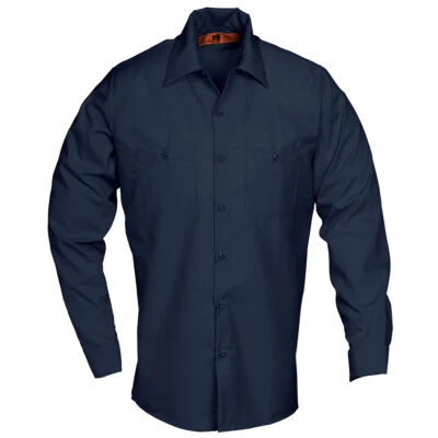 New Mens WORK SHIRT NAVY Blue Long Sleeve SP14NV Auto Mechanic IR - Image 1 of 2