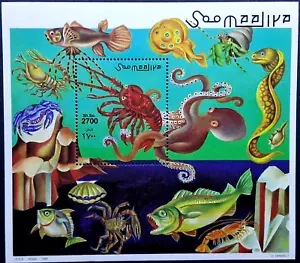 Somalia 1998 MNH - Sea Life Fish Crabs Stamp Block - Picture 1 of 5
