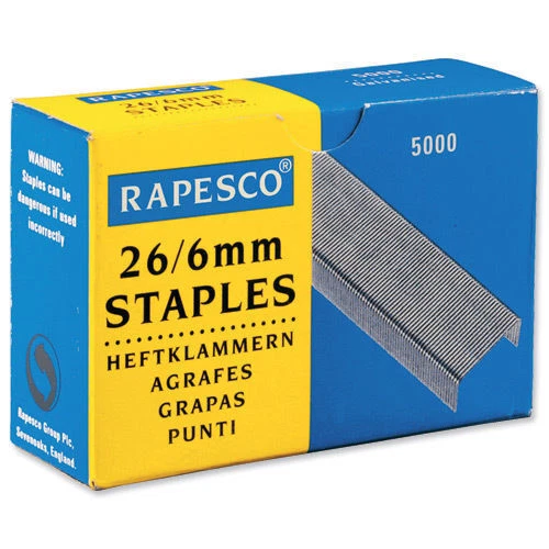Rapesco S11662Z3 Galvanised Staples - 5000 x 26/6mm