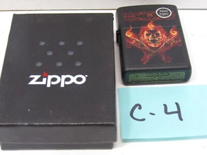 C-4 NEW SEALED OLD ZIPPO LIGHTER FLAMING SKULL HEAD COLLECTABLE - Picture 1 of 2