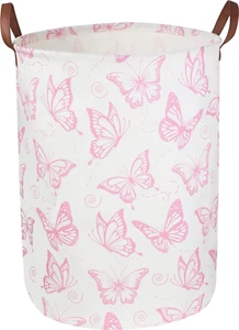 Pink Laundry Basket, Waterproof Nursery Hamper, Collapsible Storage Basket - Picture 1 of 12