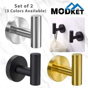 2x Modern Wall Mounted Hook 304 Stainless Steel Bathroom Towel Robe Coat Storage - Picture 1 of 8