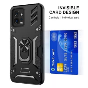 Robuste Ringgriffhülle mit Kartensteckplatz für Motorola Moto G Power 5G 2023 - schwarz - Bild 1 von 2