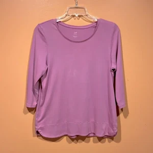 Top para mujer j. jill talla grande perfecto algodón pima púrpura manga 3/4 - Imagen 1 de 5