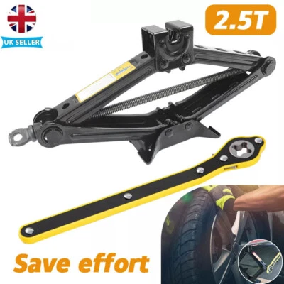 2.5 Ton Tonne Scissor Jack Lift Wind Up for Car Van Garage w/Crank Speed Handle - Image 1 of 4