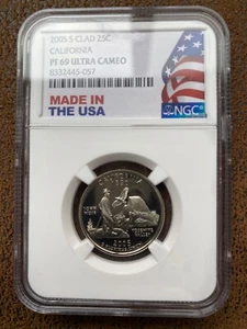 2005-S Proof State Quarter, California, PF69 Ultra Cameo NGC, Patriotic Label - Picture 1 of 2