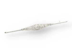 Art Deco Brosche Damen mit Altschliffdiamanten und Diamantrosen 585 Weißgold - Bild 1 von 4