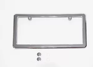 Chrome License Plate Mounting Frame Tag Holder + (Free) 2 Screw Caps / New - Picture 1 of 4