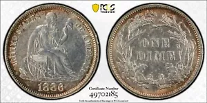 1886-P sitzender Liberty Groschen 10C PCGS - schön getönt - Bild 1 von 3