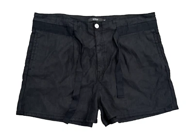 Shorts Hudson Feminino 32 Preto Linho Mescla Bolsa de Papel Cintura Shorts Cinto - Imagem 1 de 4