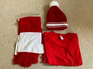Costume tifoso calcio sciarpa cappello righe rosse e bianche bambino età 7-8 - Foto 1 di 6