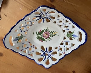 Vintage RCCL handbemalte Porzellan Netzschale mit Tulpen ~ Portugal - Bild 1 von 10