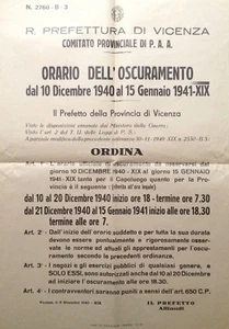 § VICENZA 1940 - Wandbild für Verdunkelungszeit im ganzen Land bis '41 - Bild 1 von 1