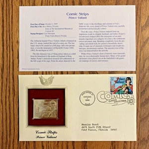 Comic Strips PRINCE VALIANT (1995 1st Day Issue) + 22kt Gold Plate Proof Replica - Bild 1 von 4