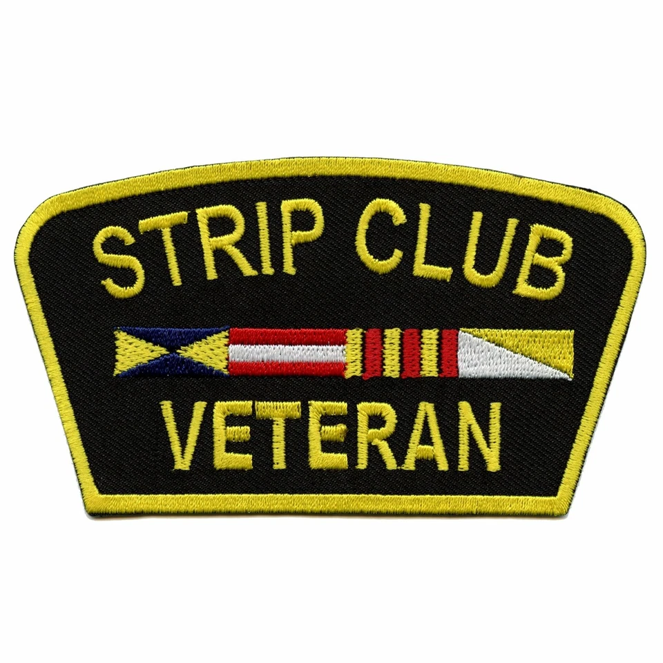 Strip Club Veteran Military Embroidered Iron On Patch - Image 1 of 1