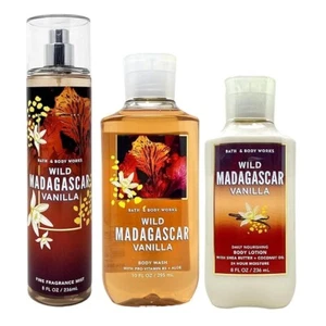 Bath & Body Works Wild Madagascar Vanilla Trio Set Lozione Corpo Nebulizzatore e Gel Doccia - Foto 1 di 1