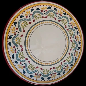 Bobby Flay Sevilla Red 10.75" Dinner REPLACEMENT Plate Green Yellow Blue Red Rim - Picture 1 of 2