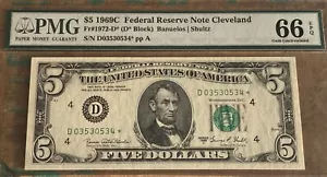 $5 1969C FRN 1972-D* Cleveland STAR PMG 66EPQ - Picture 1 of 2