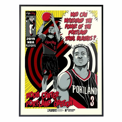 Phenom Gallery Portland Trailblazers 19' NBA Playoffs Deluxe Framed Serigraph Cover