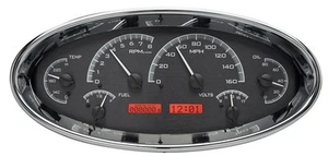 Dakota Digital Universal Elliptical Analog Dash Gauge Kit Black Red VHX-1017-K-R - Picture 1 of 6