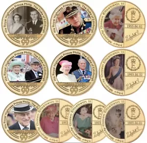 Reine Elizebeth & Prince Philip Plaqué Or Pièces The Royal Reign Collections - Bild 1 von 12