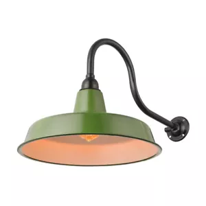 Country Wall Sconce Vintage Gooseneck Metal Shade LED Wall Mount Fixture Light - Picture 1 of 6