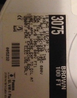 Альфа-провод подключаемый провод 100 футов КОРИЧНЕВАЯ катушка 3075 *совершенно новая - Изображение 1 из 2