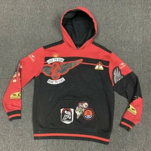 Heritage of America 1776 Red & Black "Live to Ride" Embroidered Patch Hoodie ~ L - Picture 1 of 9