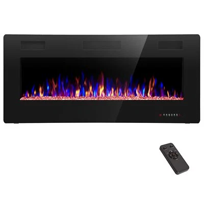 36'' Ultra-Thin Electric Fireplace Wall-Mounted & Recessed Fireplace Heater - Image 1 of 4