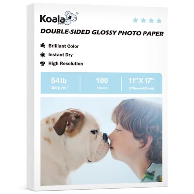 Koala Double Sided Glossy Photo Paper 11x17 54lb 200gsm Inkjet Printer HP Epson - Image 1 of 4
