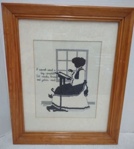 Completed Cross Stitch Black & White 1997 Sanborn Poem Needle Thread Fabric Meet - Imagen 1 de 9