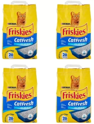 Litière Pour Chats Friskies Cat Fresh 8L Sepiolite Inodore Boîte 4x - Photo 1/4