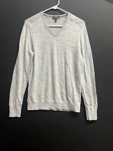 Express Mens Sz M Merino Wool Blend V-Neck Pullover Sweater Gray stretch NWOT - Picture 1 of 5