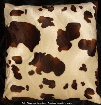 Brown Cow Western Pillow Cover Set of (2) Faux Fur Pillow 16x16 - Image 1 of 2