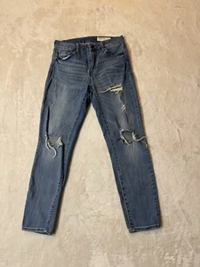 Pantalones de mezclilla desgastados azul pistola Dénim talla 28 - Imagen 1 de 9