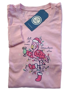 Life Is Good LS Shirt Crusher Tee LET IT SNOW FLAMINGO Santa 44 Zoll Damen L - Bild 1 von 7