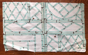 CHINA SEAS Lyford Trellis in Aqua, Brown, White 16 x 26 1/2" Linen Blend Fabric