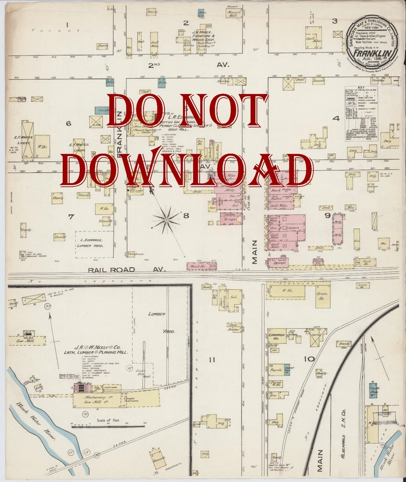 COPIA 1885 Franklin Virginia Mapa muy detallado 16" X 20" Foto 1 de 1
