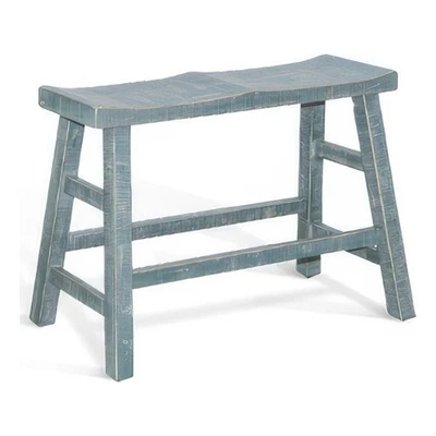 Rena Counter Height Bench- 33 Inch Seagrass Green Mahogany Wood Frame - Image 1 of 4