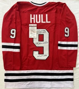 Bobby Hull "the Golden Jet" Blackhawks Signed Auto Jersey JSA COA HOF ‘83 - Picture 1 of 9