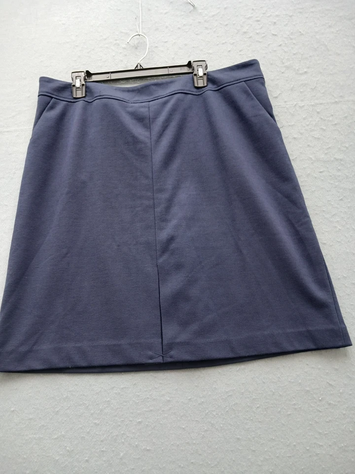 Dennis Basso Mujer XL Falda Azul Marino Sólida Tirar Elástica Cintura Informal Foto 1 de 4