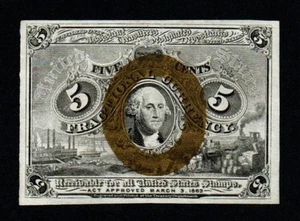 5c 1863-67 2nd Issue BEAUTIFUL UNC Washington Frame Fractional Currency! - Picture 1 of 2