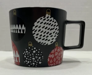 Starbucks Coffee 2016 Ceramic Holiday Coffee Mug Blk W/Christmas Ball Ornaments - Picture 1 of 11