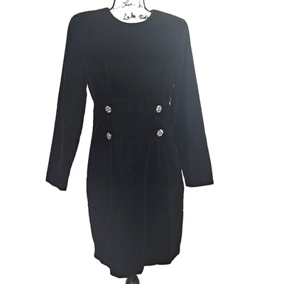 Vestido Vintage All That Jazz Terciopelo Estrás Botón Cambio Talla 8 Negro Rojo Gótico Foto 1 de 4